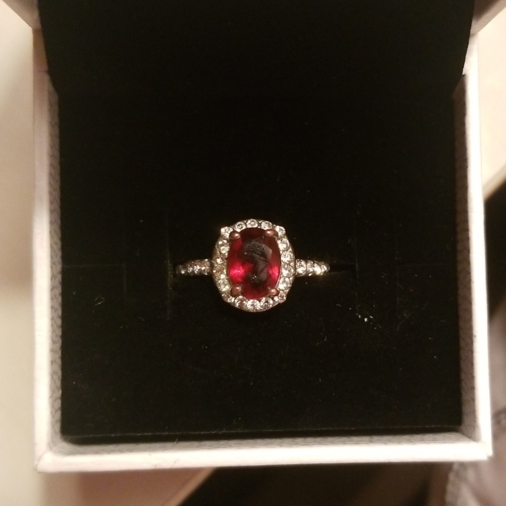 Ruby Red Halo Ring size 5